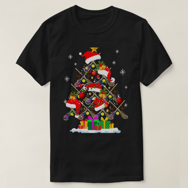 Lacrosse Christmas Weihnachtsmannmütze Pajama Xmas T-Shirt (Design vorne)