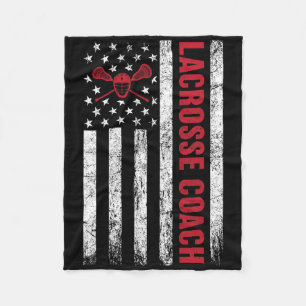 Lacrosse Coach American Flag Lax Lover Lacrosse Fleecedecke