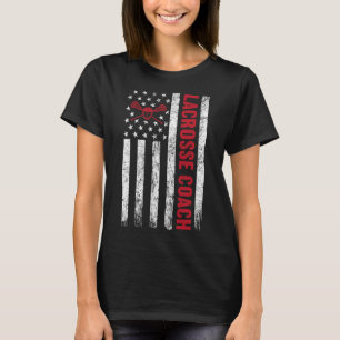 Lacrosse Coach American Flag Lax Lover Lacrosse T-Shirt
