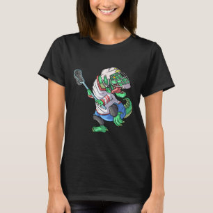 Lacrosse Dinosaur T Rex Mit Lacrosse-Schläger Funn T-Shirt