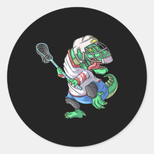 Lacrosse Dinosaur T Rex Mit Lacrosse-Schläger Lust Runder Aufkleber