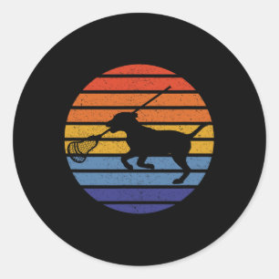 Lacrosse Dog Lover Silhouette Runder Aufkleber
