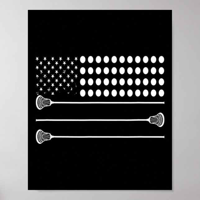 Lacrosse Flag Usa - Funny Lax Player Poster (Vorne)