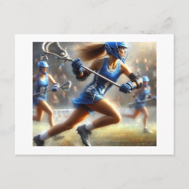 Lacrosse, Frauen Postkarte (Vorderseite)