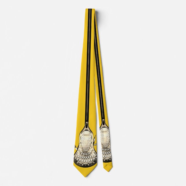 Lacrosse Gelb Gold Schlips Krawatte (Vorderseite)