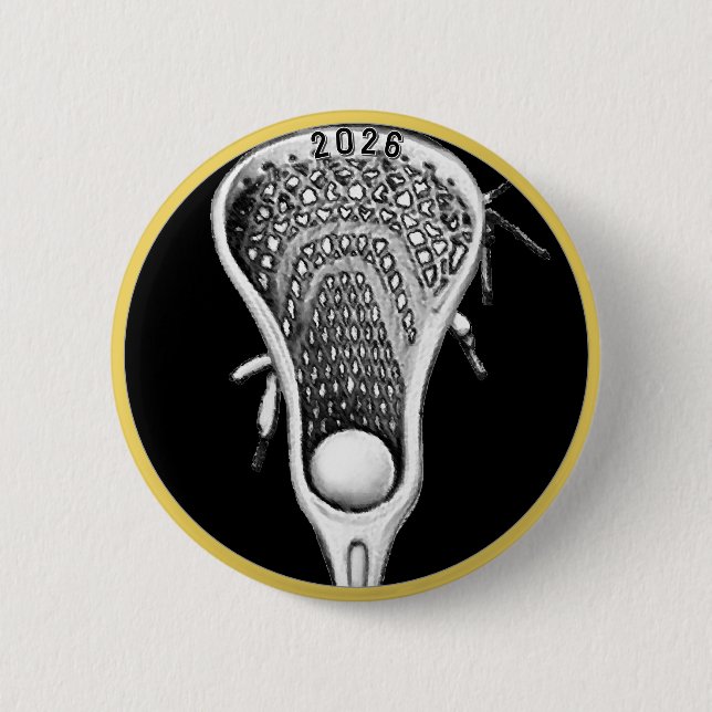 Lacrosse-Geschenke für das Schwarz-Gold-Team Button (Vorderseite)