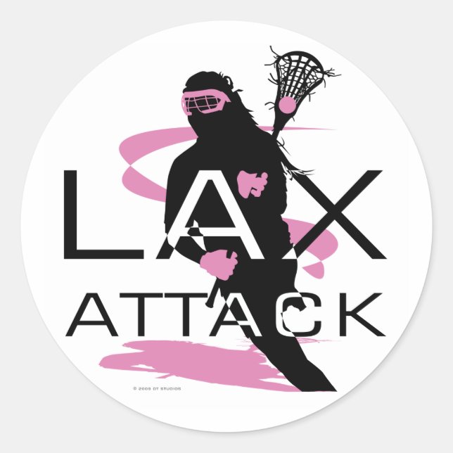 Lacrosse Girls LAX Attack Pink Runder Aufkleber (Vorderseite)