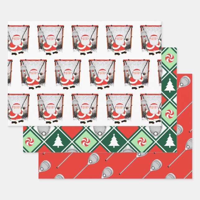Lacrosse Goalie Holiday Gift Wrapping Paper Geschenkpapier Set (Set)