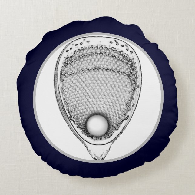 Lacrosse Goalie Sports Round Kissen (Rückseite)