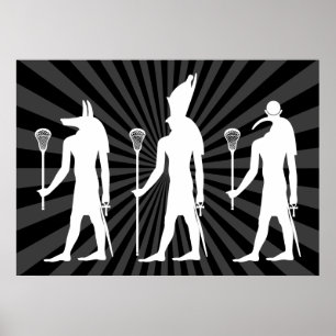Lacrosse-Gott-Plakat - Weiß auf Dunkelheit Poster