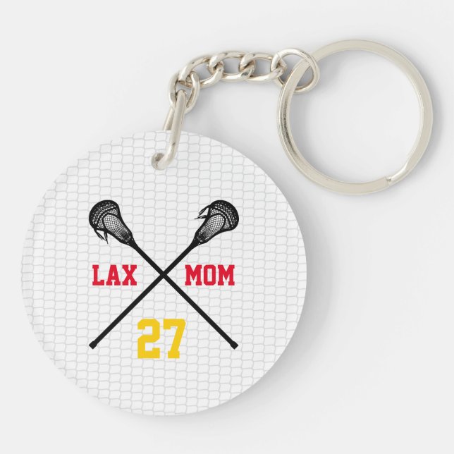 Lacrosse hält die Lax Mama Player Nummer Net Fan C Schlüsselanhänger (Rückseite)