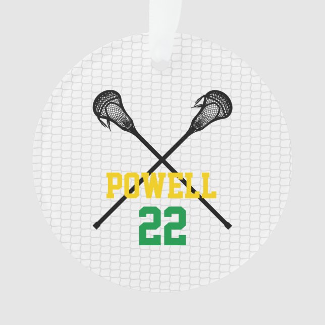 Lacrosse hält Net Player Name Number Sports Ornament (Vorderseite)