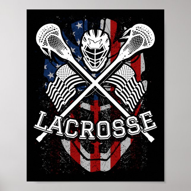 Lacrosse Helmet und Sticks Poster (Vorne)