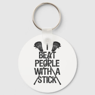 Lacrosse Ich schlage Leute mit einem Stick Funny P Schlüsselanhänger