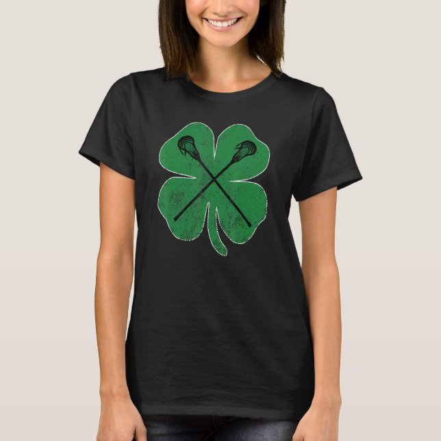 Lacrosse Irish Shamrock St Patrick's Day Saint Pad T-Shirt (Vorderseite)