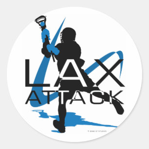 Lacrosse-Jungen-LOCKERES Angriffs-Blau Runder Aufkleber