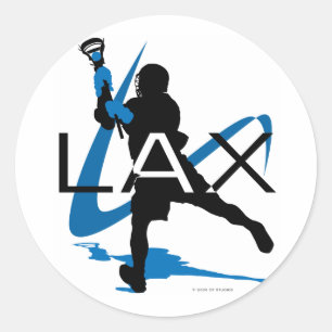 Lacrosse-Jungen-LOCKERES Blau Runder Aufkleber