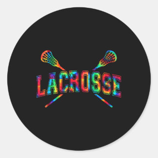 Lacrosse Krawatte-Farbstoff Crossed Sticks Cool La Runder Aufkleber