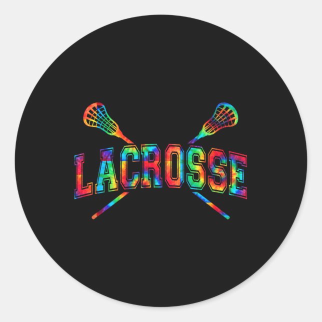 Lacrosse Krawatte-Farbstoff Crossed Sticks Cool La Runder Aufkleber (Vorderseite)