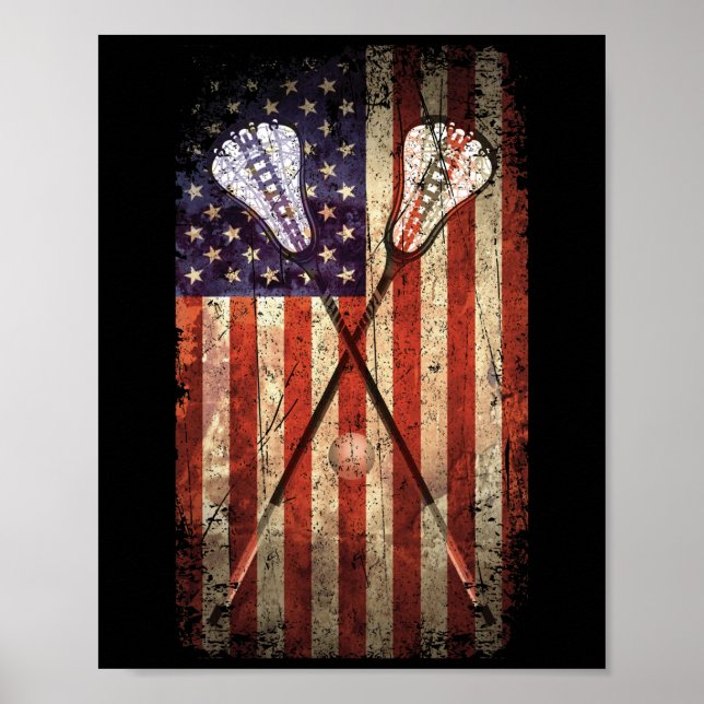 Lacrosse LAX American Flag Poster (Vorne)