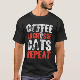 Lacrosse Lax Kaffee Katze Vintage Kaffee Lacrosse T-Shirt