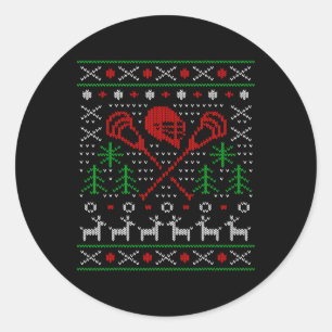 Lacrosse Lax Ugly Christmas Runder Aufkleber
