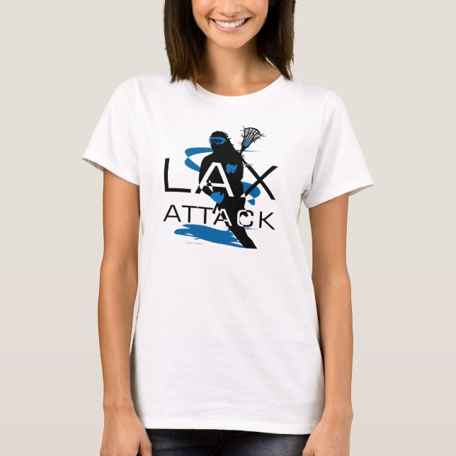 Lacrosse-Mädchen LAX-Angriffs-Blau-T - Shirt (Vorderseite)