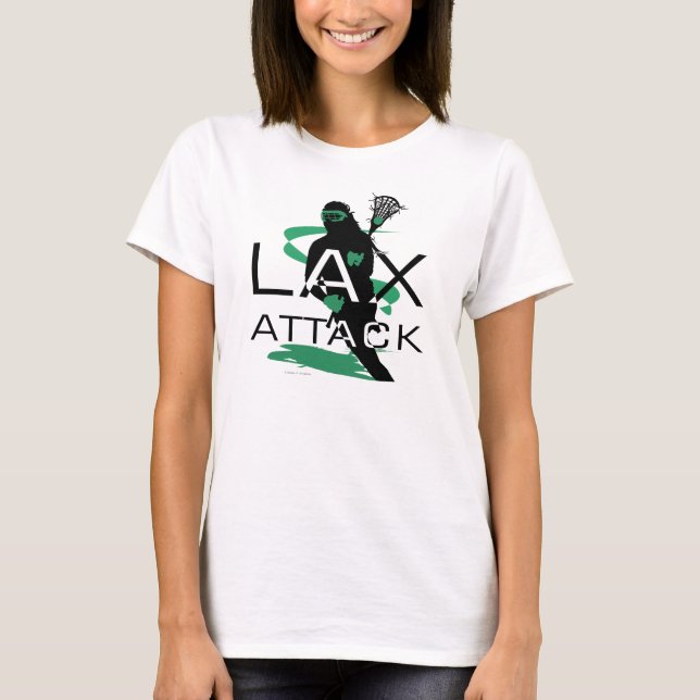 Lacrosse-Mädchen LAX-Angriffs-Grün-T - Shirt (Vorderseite)