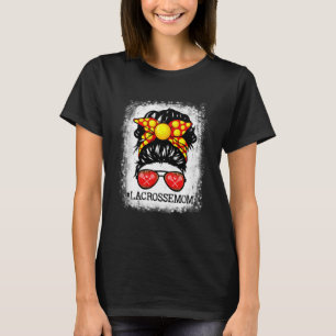 Lacrosse Mama Messy Bun Hair Player Mama Mütter Ta T-Shirt