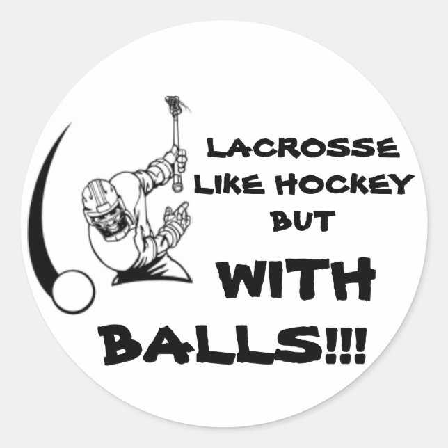 Lacrosse mit Balls Runder Aufkleber (Vorderseite)