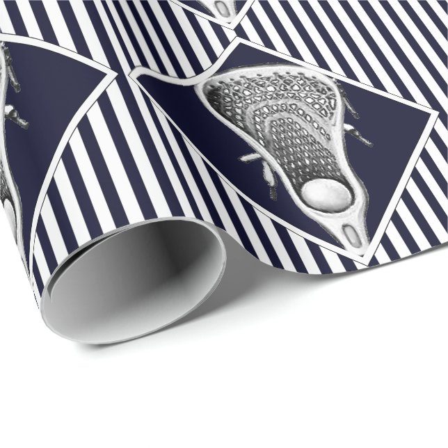 Lacrosse Navy Blue Sports Geschenkpapier (Rolleneckpunkt)