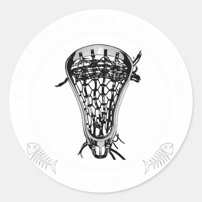 Lacrosse Pass Fisch Runder Aufkleber (Vorderseite)