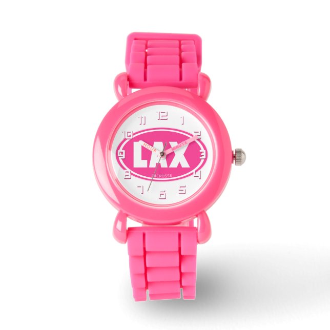 Lacrosse Pink LAX montre au poignet ovale (Recto)
