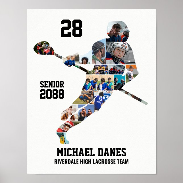 Lacrosse Player Custom Sports Photo Collage Poster (Vorne)