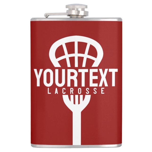 Lacrosse Player CUSTOM TEXT Team Mesh Sport Stick Flachmann (Vorderseite)