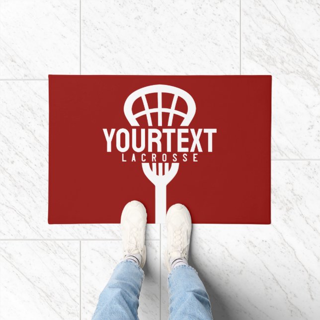 Lacrosse Player CUSTOM TEXT Team Mesh Sport Stick Fußmatte (Indoor)