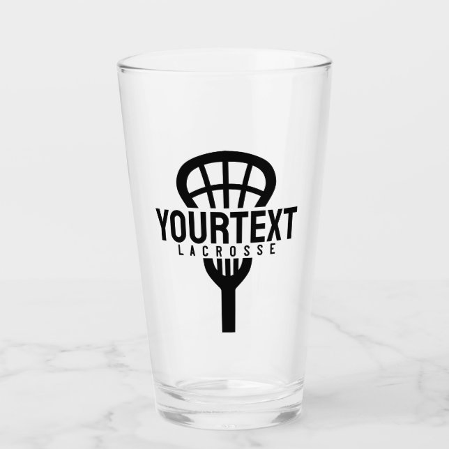 Lacrosse Player CUSTOM TEXT Team Mesh Sport Stick  Glas (Vorderseite)