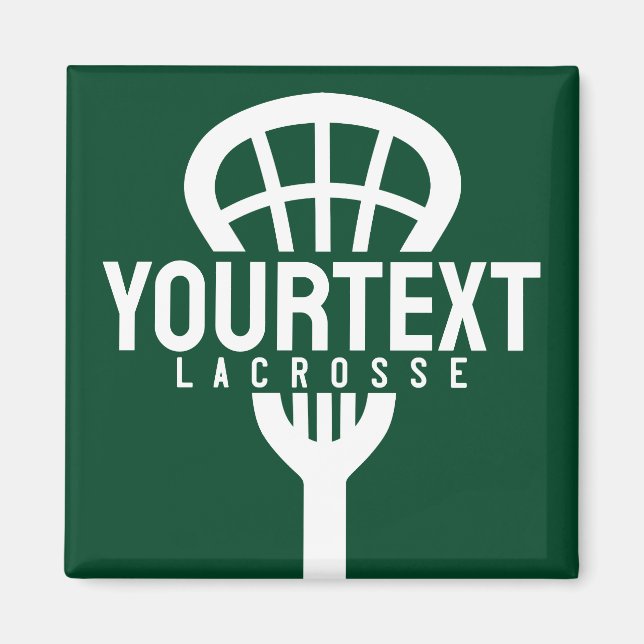 Lacrosse Player CUSTOM TEXT Team Mesh Sport Stick Magnet (Vorne)