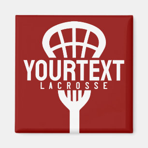 Lacrosse Player CUSTOM TEXT Team Mesh Sport Stick Magnet