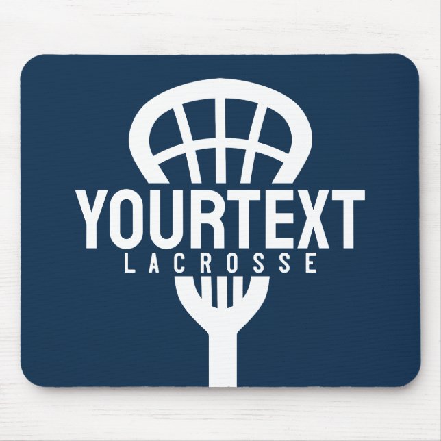 Lacrosse Player CUSTOM TEXT Team Mesh Sport Stick Mousepad (Vorne)