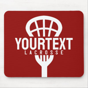 Lacrosse Player CUSTOM TEXT Team Mesh Sport Stick Mousepad