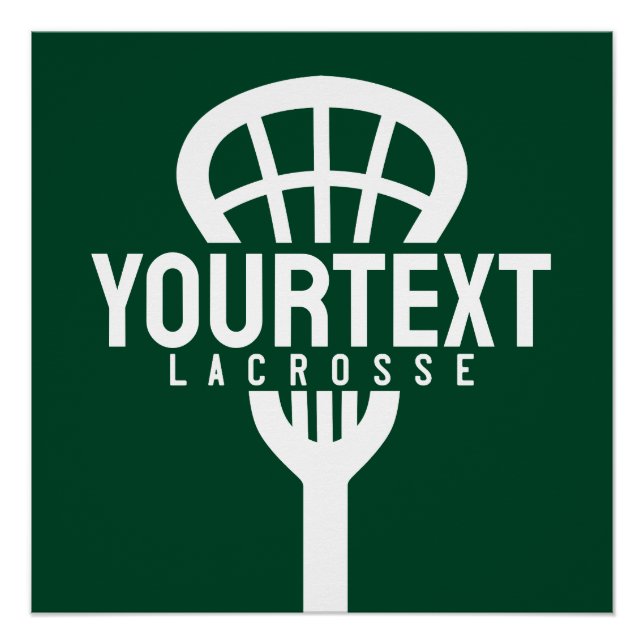 Lacrosse Player CUSTOM TEXT Team Mesh Sport Stick Poster (Vorderseite)