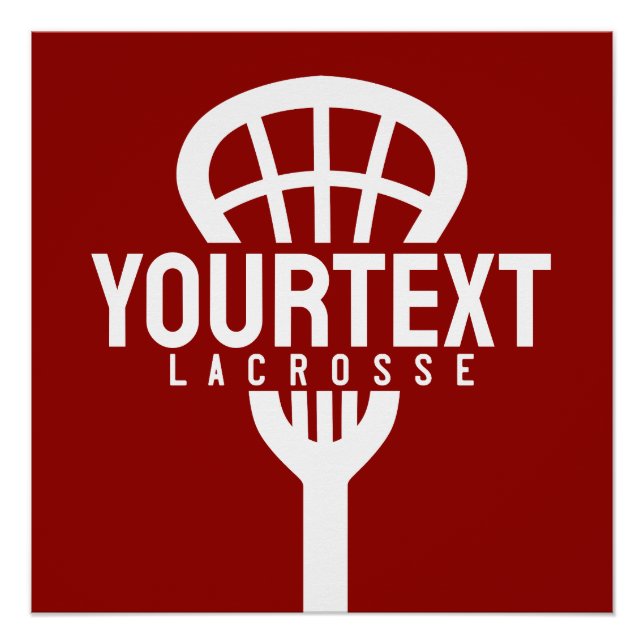 Lacrosse Player CUSTOM TEXT Team Mesh Sport Stick Poster (Vorderseite)