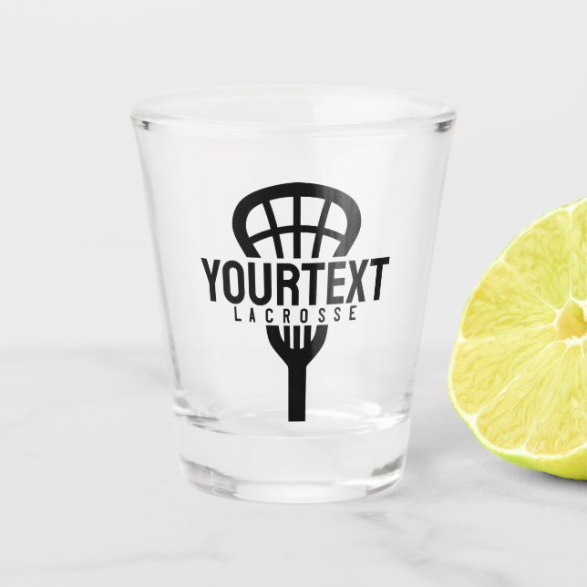Lacrosse Player CUSTOM TEXT Team Mesh Sport Stick  Schnapsglas (Vorderseite)