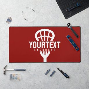 Lacrosse Player CUSTOM TEXT Team Mesh Sport Stick Schreibtischunterlage