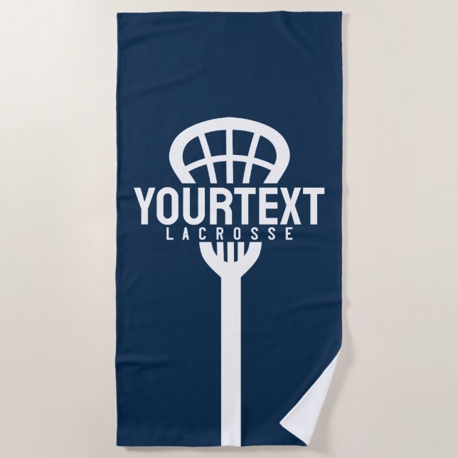 Lacrosse Player CUSTOM TEXT Team Mesh Sport Stick Strandtuch (Vorderseite)