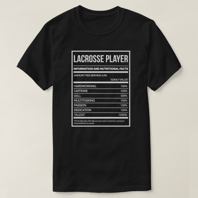 Lacrosse Player Funny Lacrosse Nutrition Label T-Shirt (Design vorne)