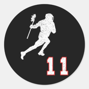 Lacrosse Player Geschenknummer 11 für Lacrosse Fan Runder Aufkleber