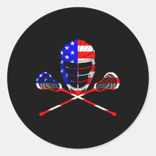 Lacrosse Player Independence Day Laxing Patriotic Runder Aufkleber