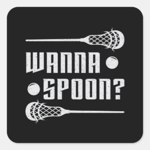 Lacrosse Player Lax Wanna Spoon Stick Funny Gesche Quadratischer Aufkleber